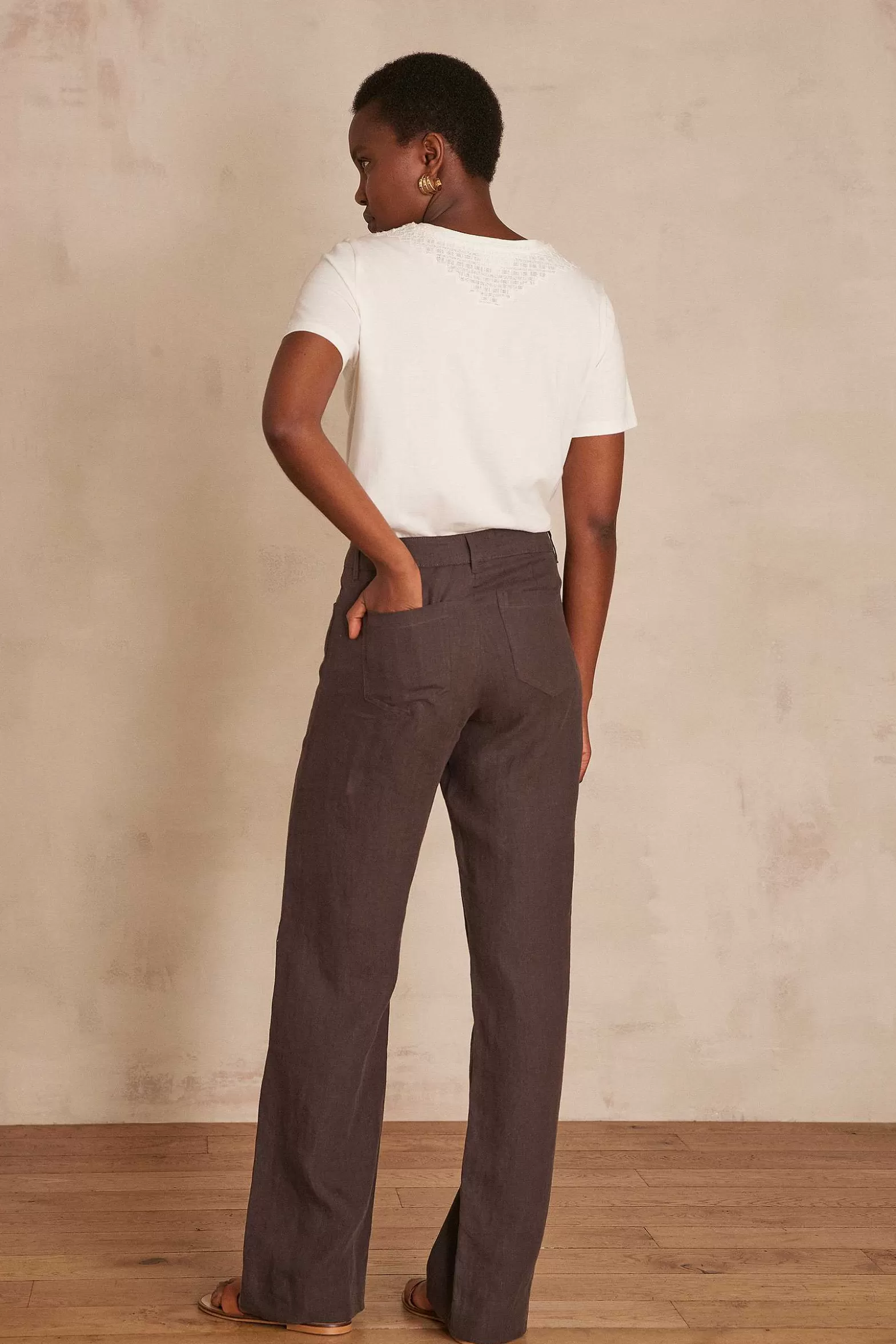 Maison 123 Pantalon Large En Lin Pablo